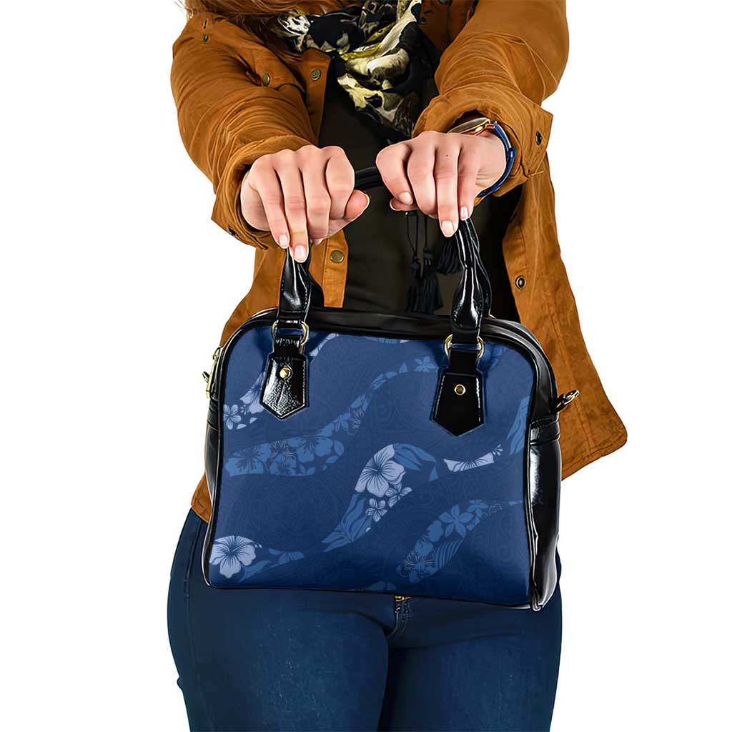 Aloha Hawaii Floral Tapa Shoulder Handbag Patchwork Navy LT7 One Size Navy - Polynesian Pride
