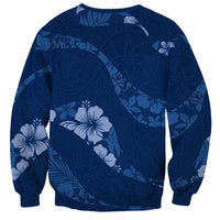 Aloha Hawaii Floral Tapa Sweatshirt Patchwork Navy - Polynesian Pride