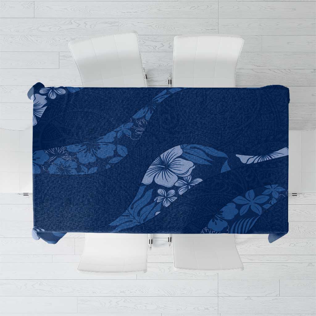 Aloha Hawaii Floral Tapa Tablecloth Patchwork Navy - Polynesian Pride