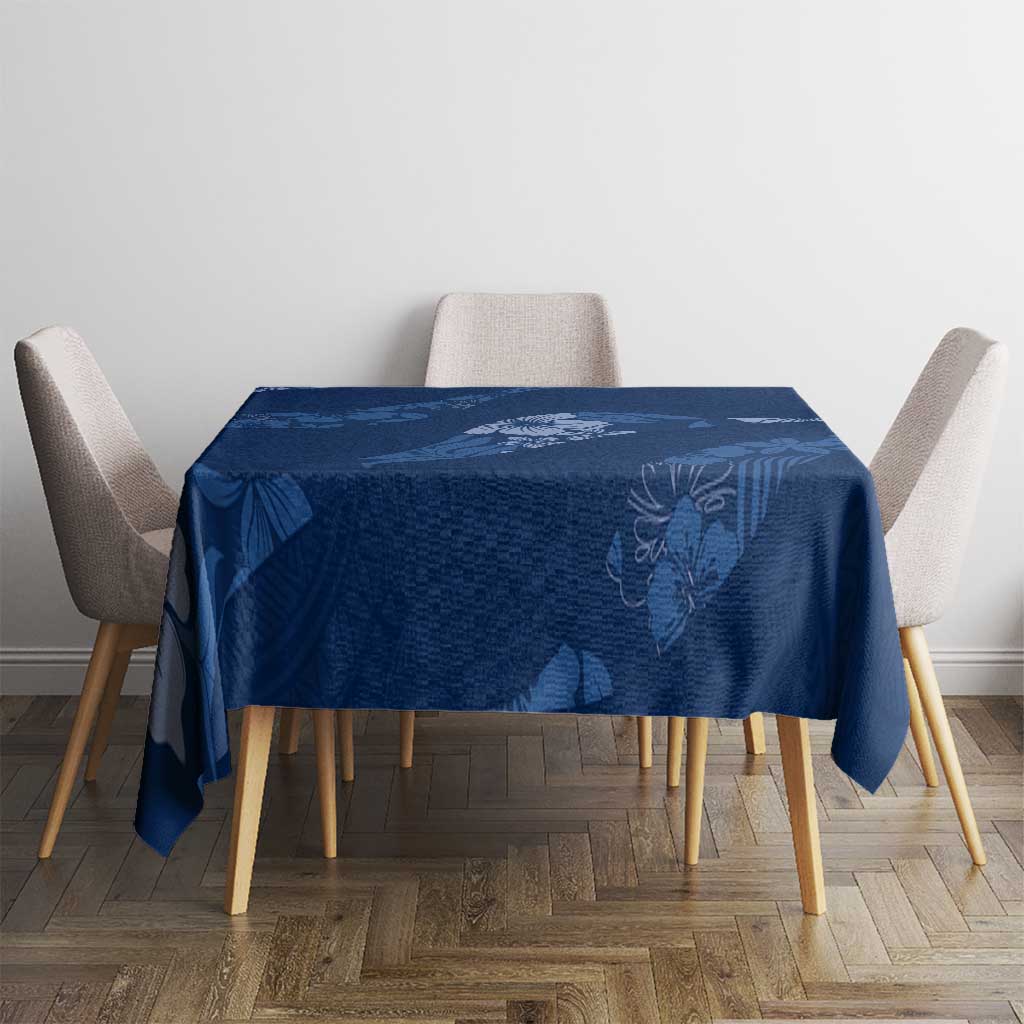 Aloha Hawaii Floral Tapa Tablecloth Patchwork Navy - Polynesian Pride