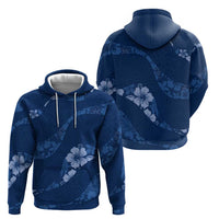 Aloha Hawaii Floral Tapa Zip Hoodie Patchwork Navy - Polynesian Pride