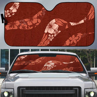 Aloha Hawaii Floral Tapa Auto Sun Shade Patchwork Crimson - Polynesian Pride
