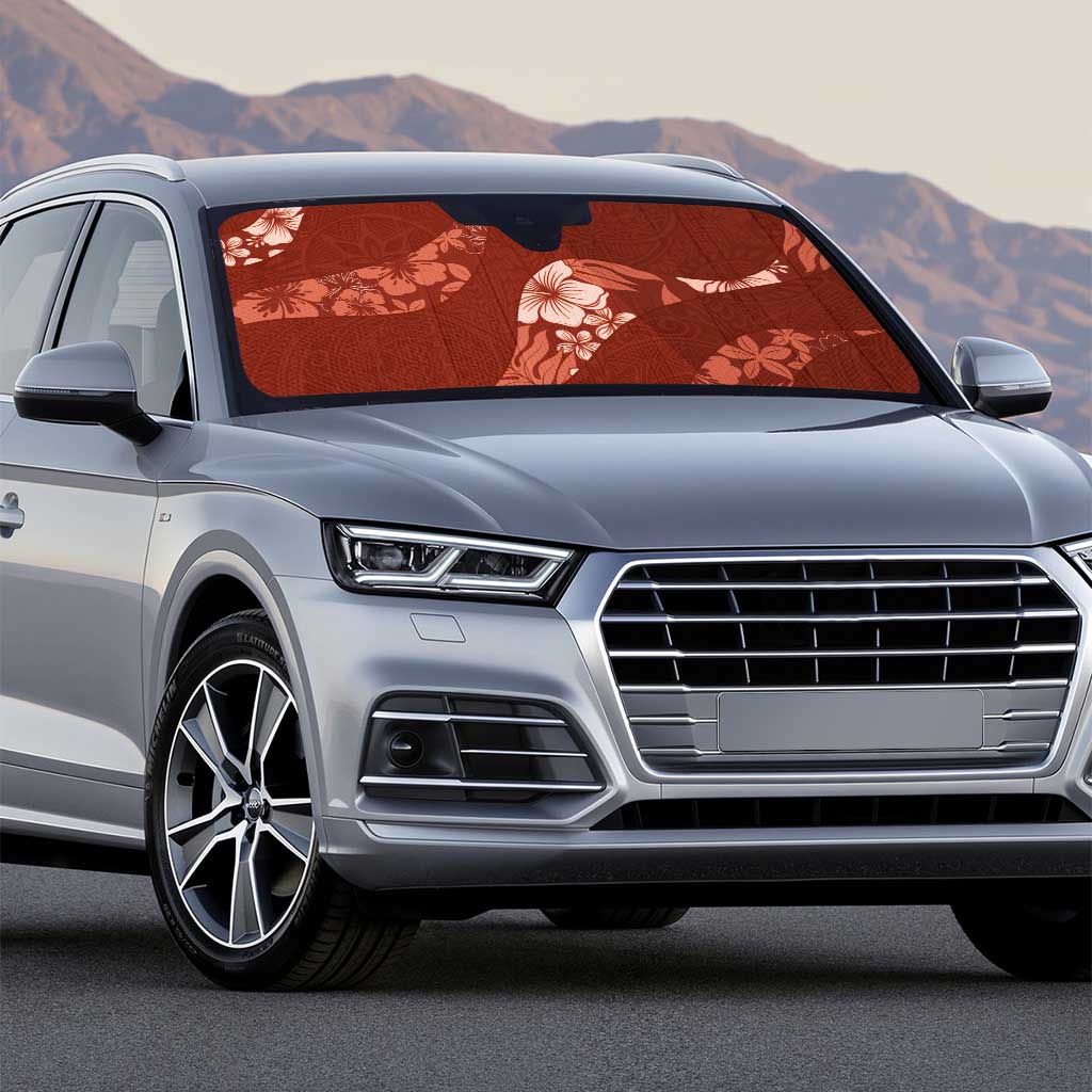 Aloha Hawaii Floral Tapa Auto Sun Shade Patchwork Crimson - Polynesian Pride