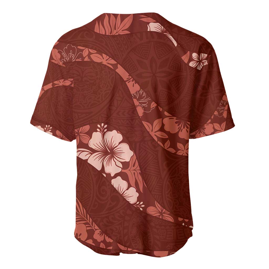 Aloha Hawaii Floral Tapa Baseball Jersey Patchwork Crimson - Polynesian Pride