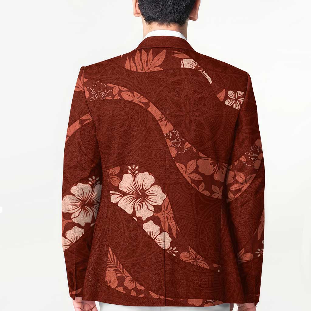 Aloha Hawaii Floral Tapa Blazer Patchwork Crimson - Polynesian Pride
