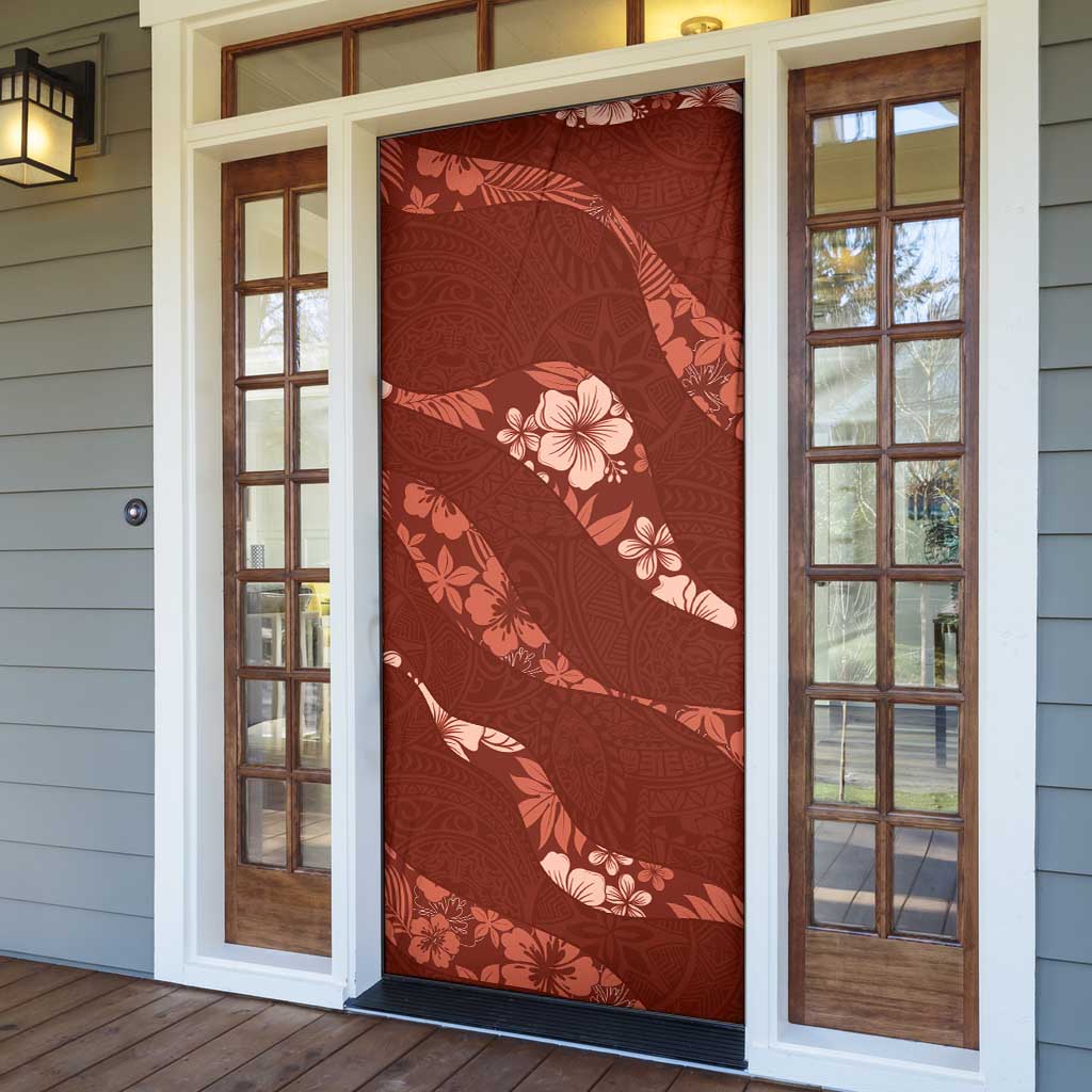 Aloha Hawaii Floral Tapa Door Cover Patchwork Crimson - Polynesian Pride