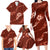 Aloha Hawaii Floral Tapa Family Matching Long Sleeve Bodycon Dress and Hawaiian Shirt Patchwork Crimson - Polynesian Pride