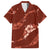 Aloha Hawaii Floral Tapa Family Matching Off Shoulder Short Dress and Hawaiian Shirt Patchwork Crimson - Polynesian Pride