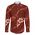 Aloha Hawaii Floral Tapa Family Matching Off Shoulder Short Dress and Hawaiian Shirt Patchwork Crimson - Polynesian Pride