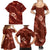 Aloha Hawaii Floral Tapa Family Matching Summer Maxi Dress and Hawaiian Shirt Patchwork Crimson - Polynesian Pride