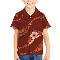 Aloha Hawaii Floral Tapa Hawaiian Shirt Patchwork Crimson - Polynesian Pride