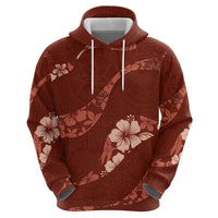 Aloha Hawaii Floral Tapa Hoodie Patchwork Crimson - Polynesian Pride