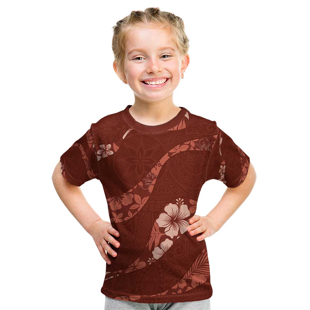 Aloha Hawaii Floral Tapa Kid T Shirt Patchwork Crimson LT7 Crimson - Polynesian Pride