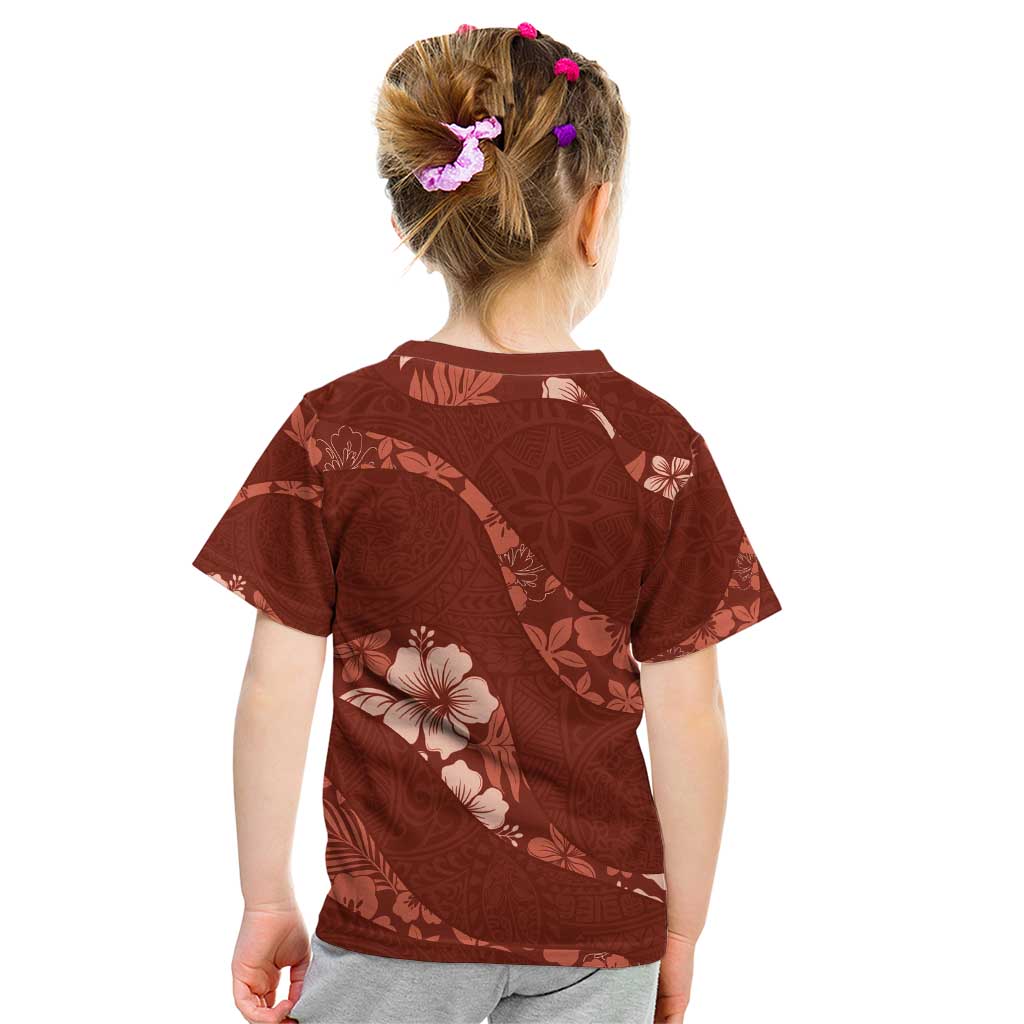 Aloha Hawaii Floral Tapa Kid T Shirt Patchwork Crimson - Polynesian Pride