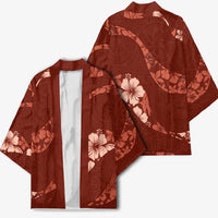 Aloha Hawaii Floral Tapa Kimono Patchwork Crimson - Polynesian Pride