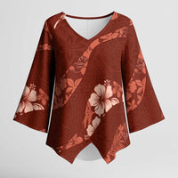 Aloha Hawaii Floral Tapa Kimono Sleeve Blouse Patchwork Crimson - Polynesian Pride