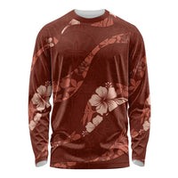 Aloha Hawaii Floral Tapa Long Sleeve Shirt Patchwork Crimson - Polynesian Pride