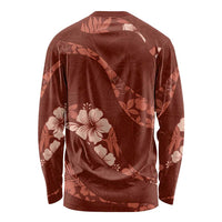 Aloha Hawaii Floral Tapa Long Sleeve Shirt Patchwork Crimson - Polynesian Pride