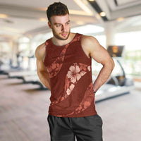 Aloha Hawaii Floral Tapa Men Tank Top Patchwork Crimson - Polynesian Pride