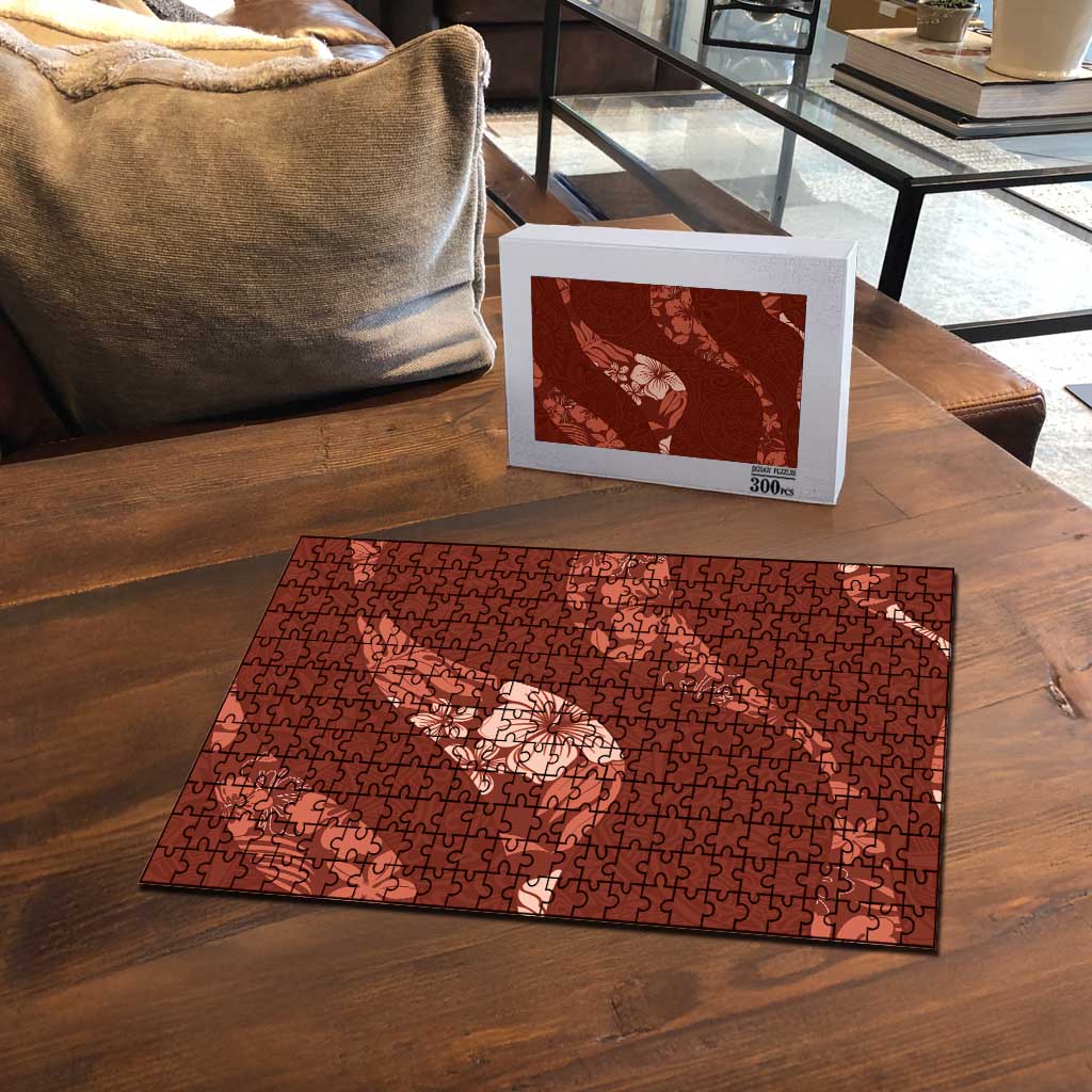 Aloha Hawaii Floral Tapa Puzzle Patchwork Crimson - Polynesian Pride