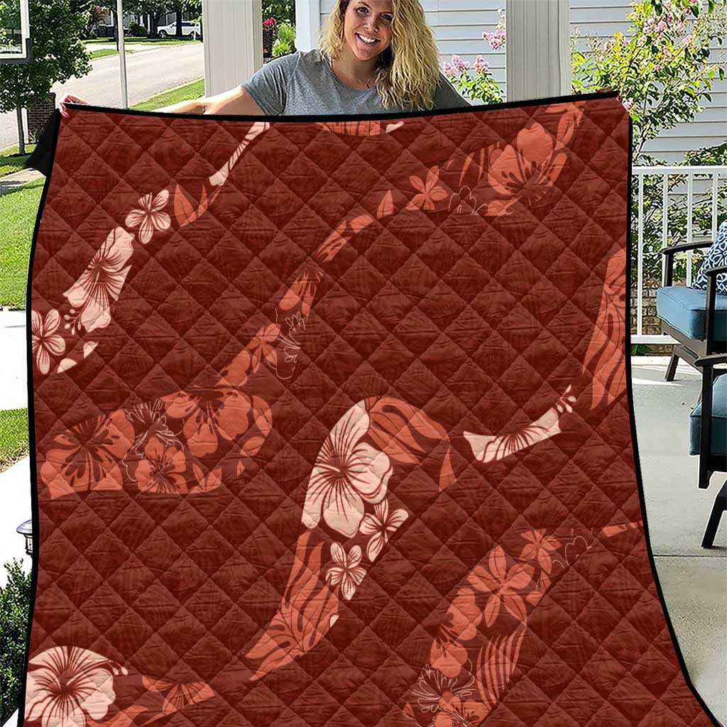 Aloha Hawaii Floral Tapa Quilt Patchwork Crimson - Polynesian Pride