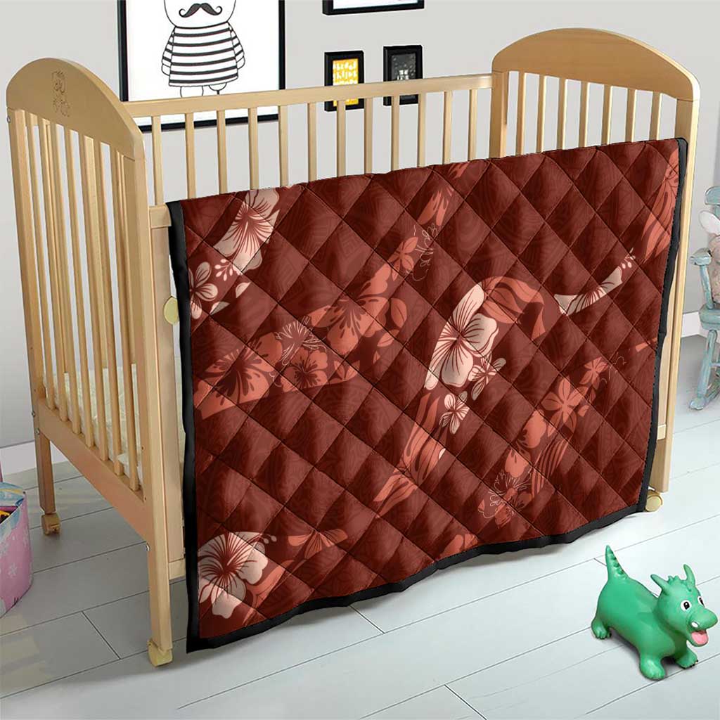 Aloha Hawaii Floral Tapa Quilt Patchwork Crimson - Polynesian Pride