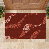 Aloha Hawaii Floral Tapa Rubber Doormat Patchwork Crimson - Polynesian Pride