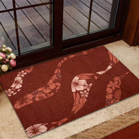 Aloha Hawaii Floral Tapa Rubber Doormat Patchwork Crimson - Polynesian Pride