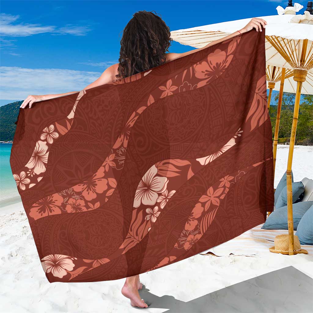 Aloha Hawaii Floral Tapa Sarong Patchwork Crimson - Polynesian Pride