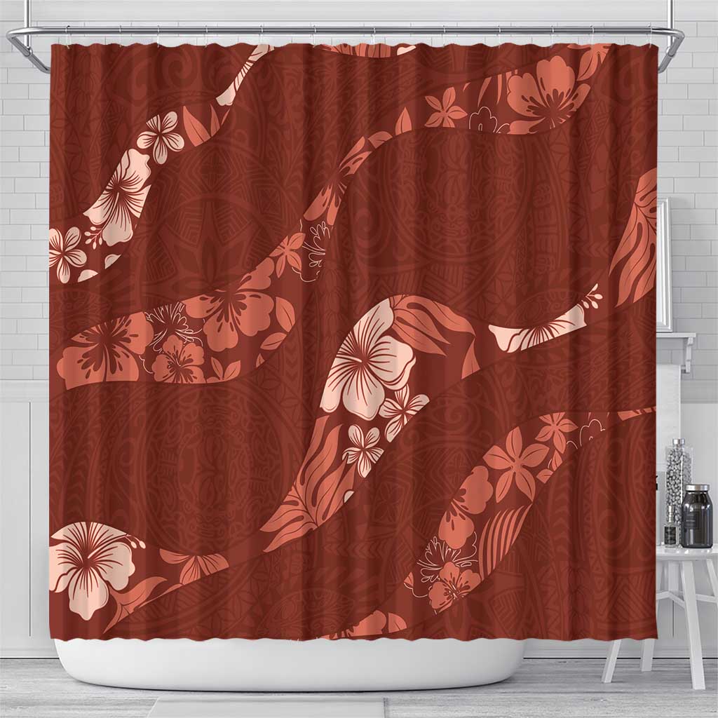 Aloha Hawaii Floral Tapa Shower Curtain Patchwork Crimson - Polynesian Pride