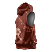 Aloha Hawaii Floral Tapa Sleeveless Hoodie Patchwork Crimson - Polynesian Pride