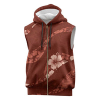 Aloha Hawaii Floral Tapa Sleeveless Zip Hoodie Patchwork Crimson - Polynesian Pride