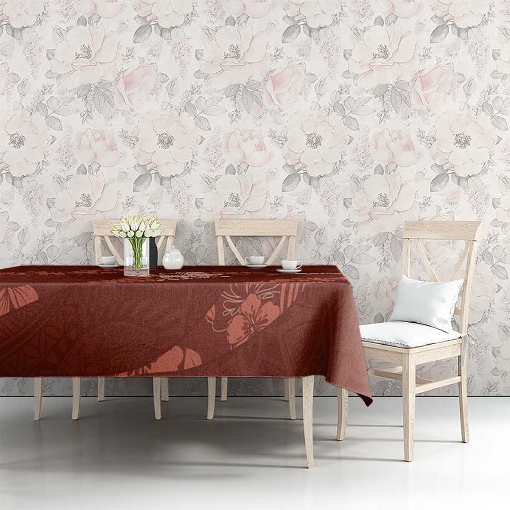 Aloha Hawaii Floral Tapa Tablecloth Patchwork Crimson - Polynesian Pride