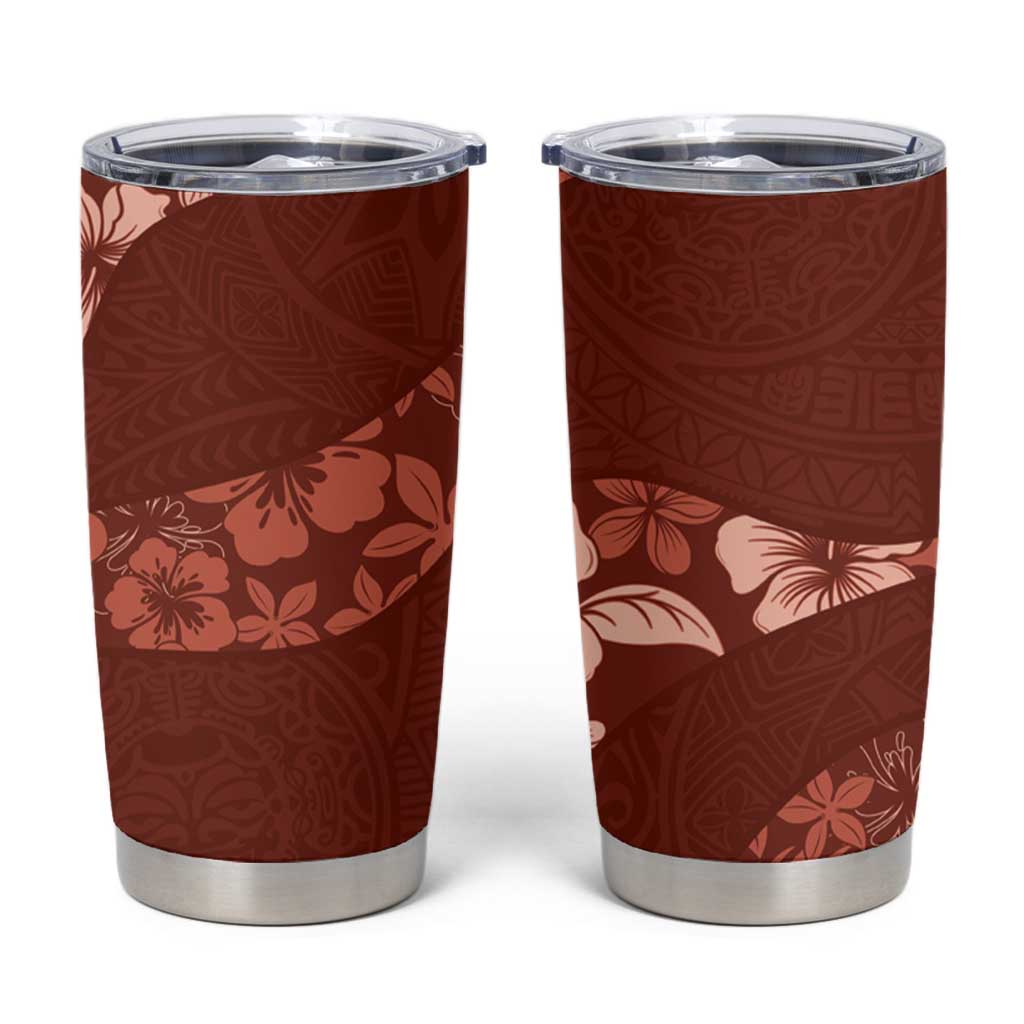 Aloha Hawaii Floral Tapa Tumbler Cup Patchwork Crimson - Polynesian Pride