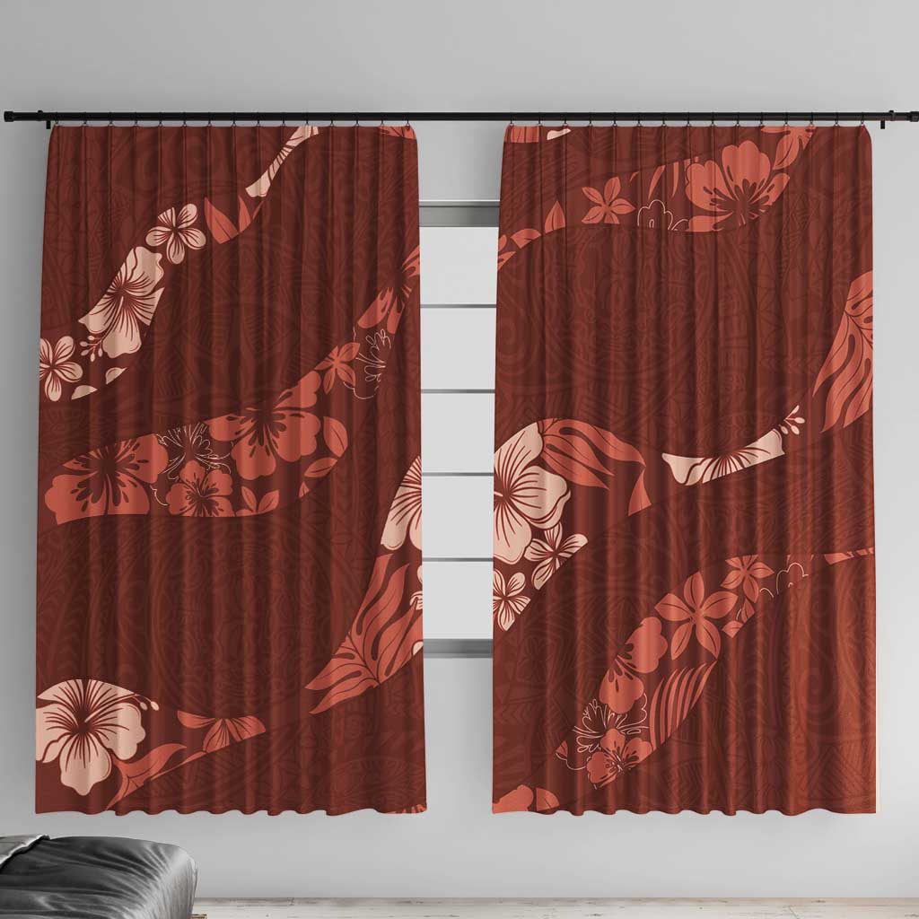 Aloha Hawaii Floral Tapa Window Curtain Patchwork Crimson - Polynesian Pride