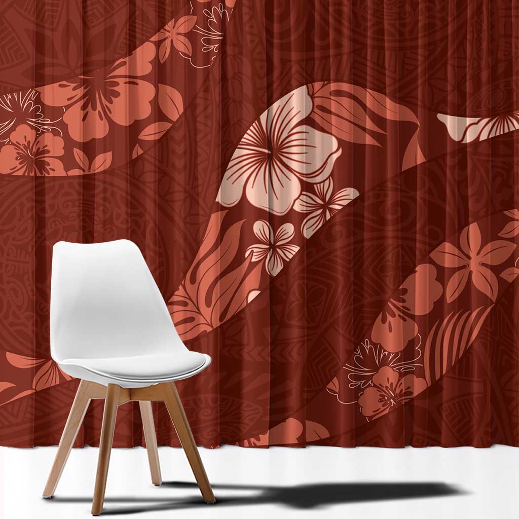 Aloha Hawaii Floral Tapa Window Curtain Patchwork Crimson - Polynesian Pride