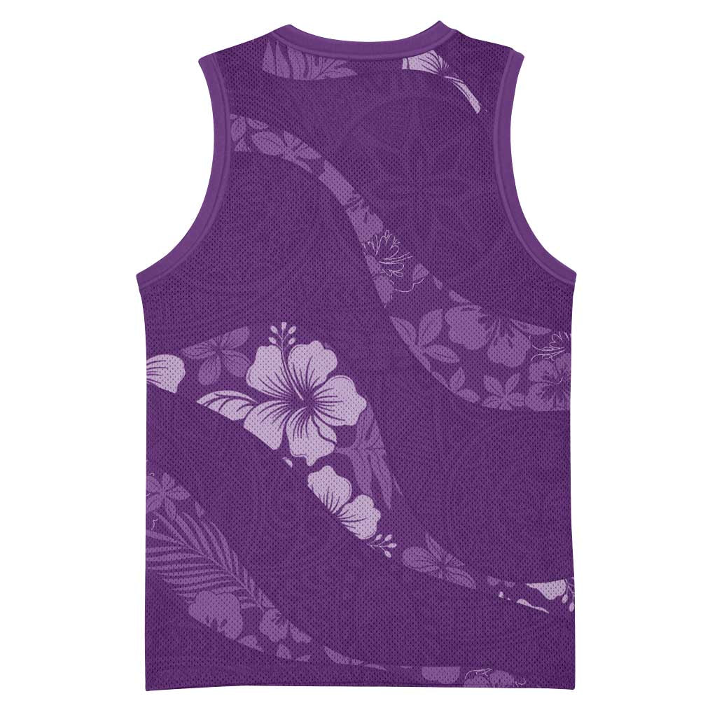 Aloha Hawaii Floral Tapa Basketball Jersey Patchwork Violet - Polynesian Pride
