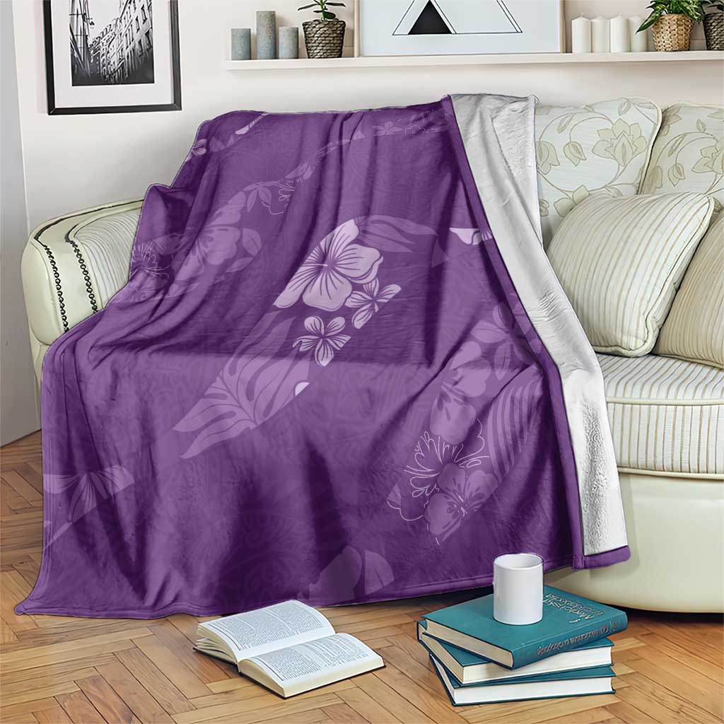 Aloha Hawaii Floral Tapa Blanket Patchwork Violet - Polynesian Pride