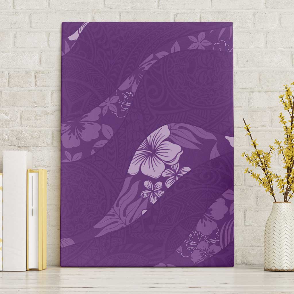 Aloha Hawaii Floral Tapa Canvas Wall Art Patchwork Violet - Polynesian Pride