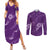 Aloha Hawaii Floral Tapa Couples Matching Summer Maxi Dress and Long Sleeve Button Shirt Patchwork Violet - Polynesian Pride
