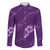 Aloha Hawaii Floral Tapa Family Matching Off The Shoulder Long Sleeve Dress and Hawaiian Shirt Patchwork Violet - Polynesian Pride