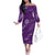 Aloha Hawaii Floral Tapa Family Matching Off The Shoulder Long Sleeve Dress and Hawaiian Shirt Patchwork Violet - Polynesian Pride