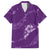 Aloha Hawaii Floral Tapa Family Matching Off Shoulder Short Dress and Hawaiian Shirt Patchwork Violet - Polynesian Pride