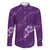 Aloha Hawaii Floral Tapa Family Matching Off Shoulder Short Dress and Hawaiian Shirt Patchwork Violet - Polynesian Pride