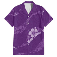 Aloha Hawaii Floral Tapa Family Matching Short Sleeve Bodycon Dress and Hawaiian Shirt Patchwork Violet - Polynesian Pride