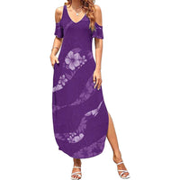 Aloha Hawaii Floral Tapa Family Matching Summer Maxi Dress and Hawaiian Shirt Patchwork Violet - Polynesian Pride