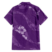 Aloha Hawaii Floral Tapa Family Matching Tank Maxi Dress and Hawaiian Shirt Patchwork Violet - Polynesian Pride
