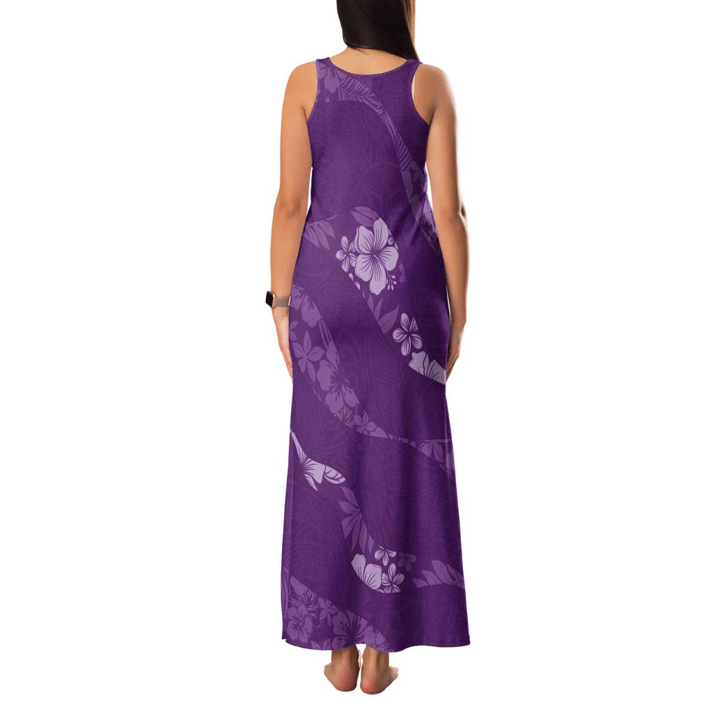 Aloha Hawaii Floral Tapa Family Matching Tank Maxi Dress and Hawaiian Shirt Patchwork Violet - Polynesian Pride