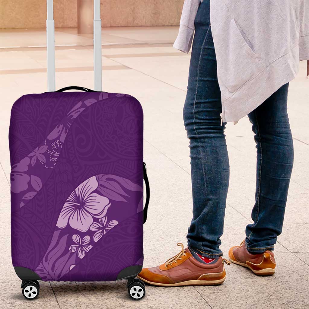 Aloha Hawaii Floral Tapa Luggage Cover Patchwork Violet - Polynesian Pride