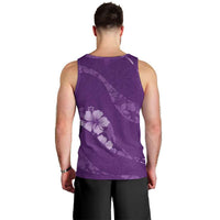 Aloha Hawaii Floral Tapa Men Tank Top Patchwork Violet - Polynesian Pride